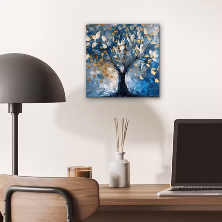 Aluminium schilderij - Boom - Blauw - Goud - Abstract — 6
