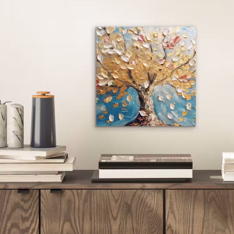 Aluminium schilderij - Boom - Blauw - Goud - Abstract - Modern — 2