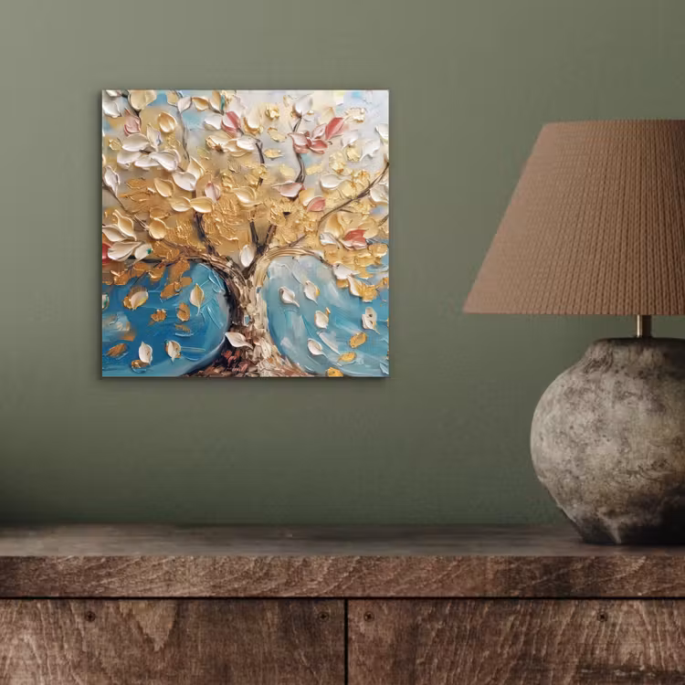 Aluminium schilderij - Boom - Blauw - Goud - Abstract - Modern — 3