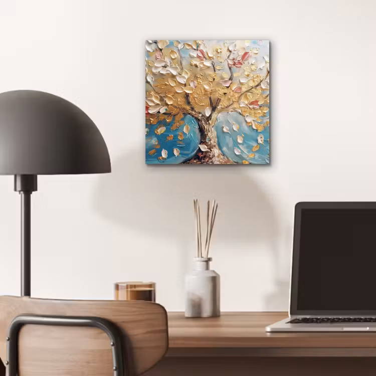 Aluminium schilderij - Boom - Blauw - Goud - Abstract - Modern — 6