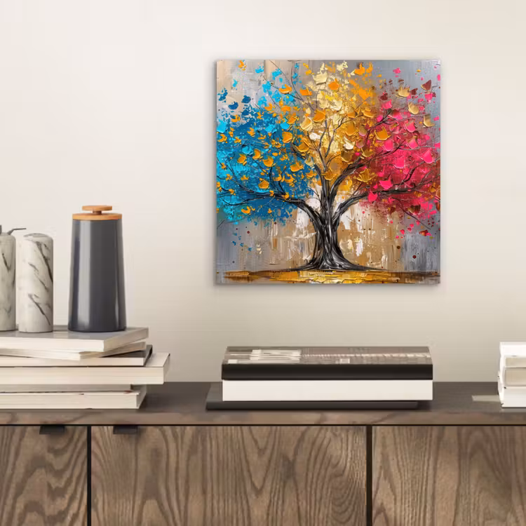 Aluminium schilderij - Boom - Kleurrijk - Grijs - Modern — 2