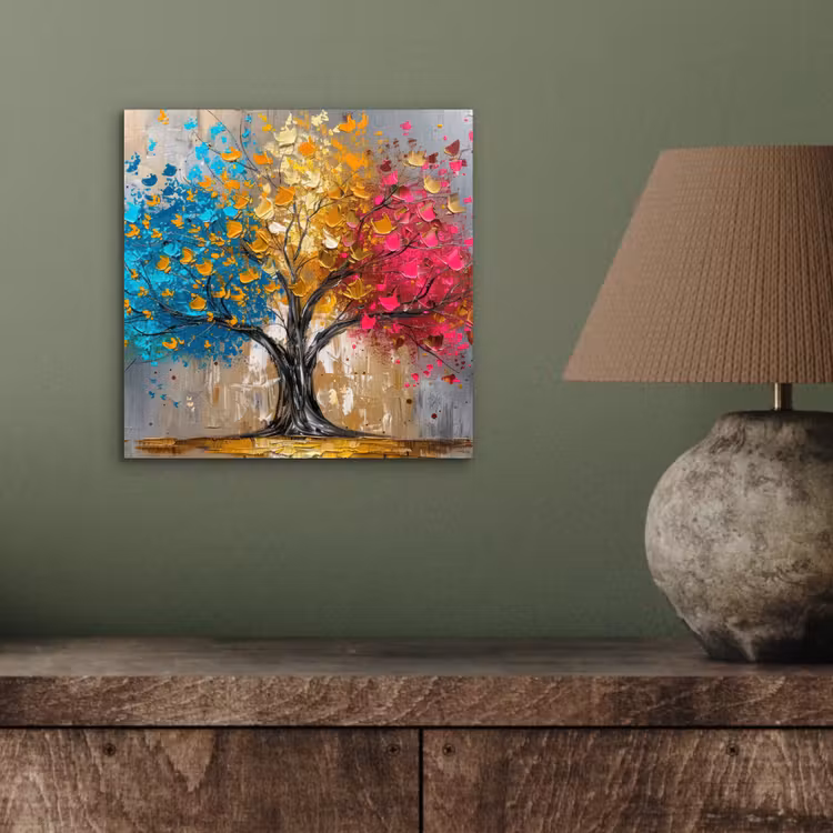 Aluminium schilderij - Boom - Kleurrijk - Grijs - Modern — 3