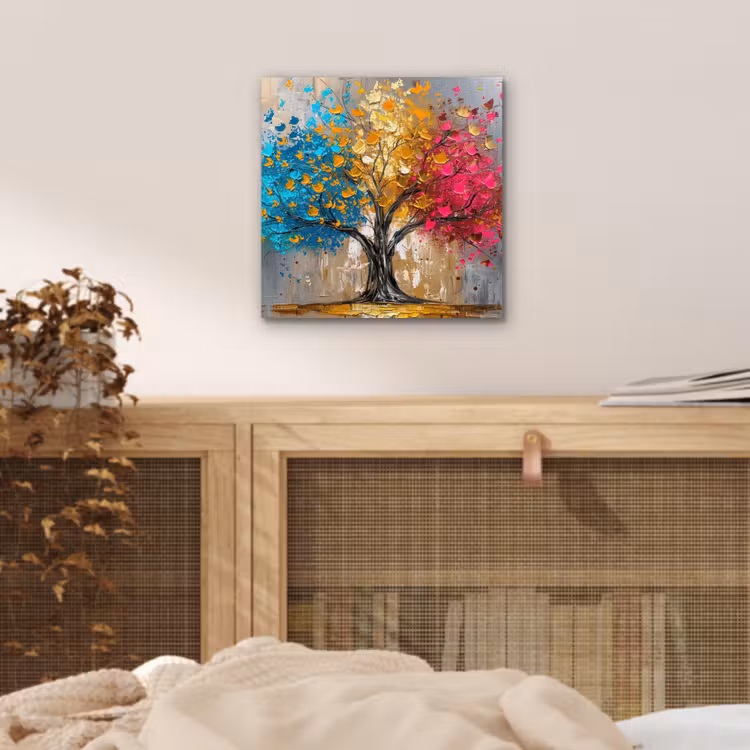 Aluminium schilderij - Boom - Kleurrijk - Grijs - Modern — 4
