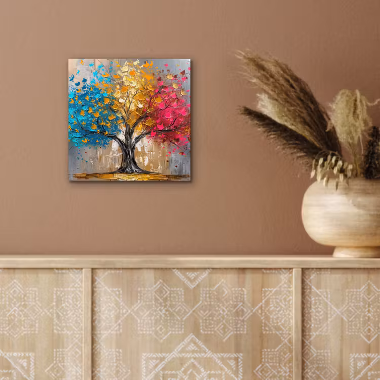 Aluminium schilderij - Boom - Kleurrijk - Grijs - Modern — 5