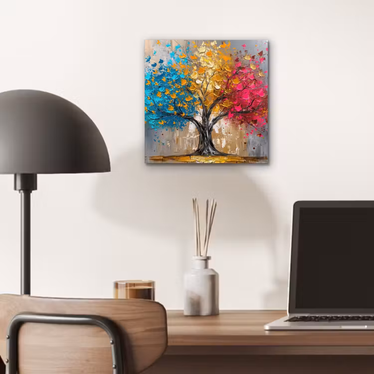 Aluminium schilderij - Boom - Kleurrijk - Grijs - Modern — 6