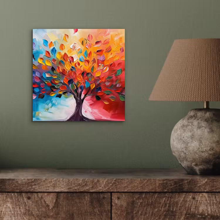 Aluminium schilderij - Boom - Levensboom - Kleurrijk - Abstract — 3