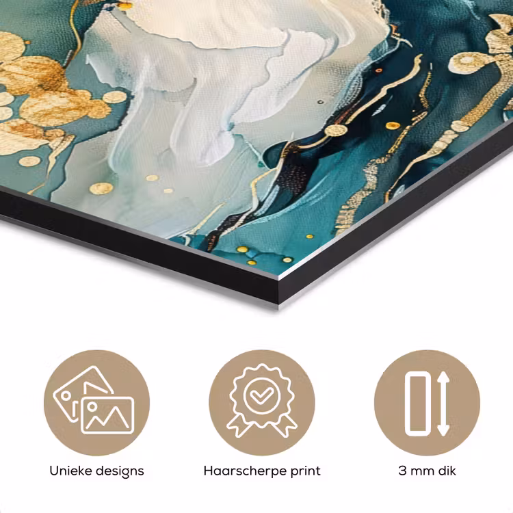 Aluminium schilderij - Boom - Modern - Verflook - Turquoise - Goud — 7
