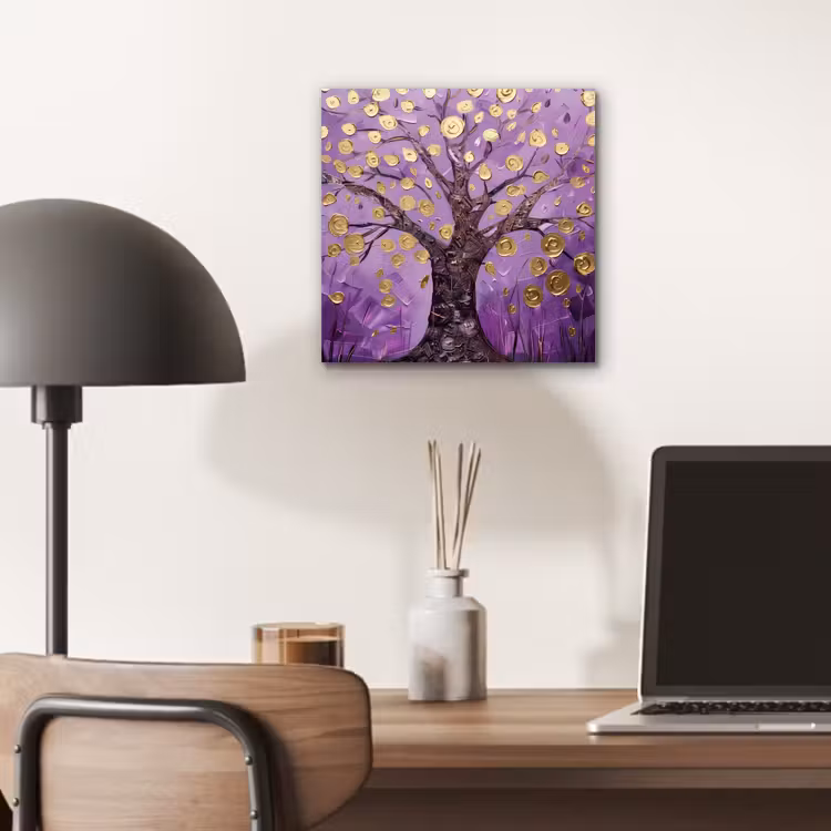 Aluminium schilderij - Levensboom - Boom - Paars - Goud - Modern — 6