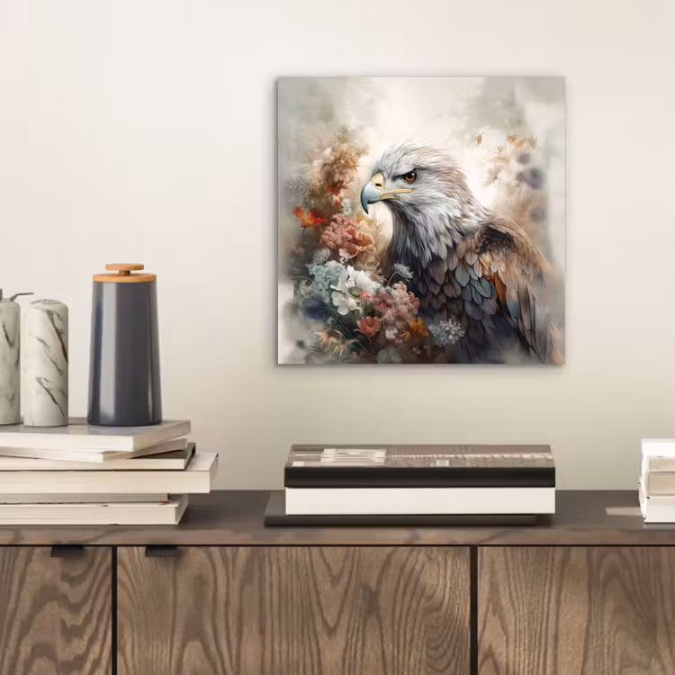 Aluminium schilderij - Arend - Adelaar - Vogel - Bloemen - Natuur — 2