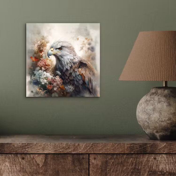 Aluminium schilderij - Arend - Adelaar - Vogel - Bloemen - Natuur — 3
