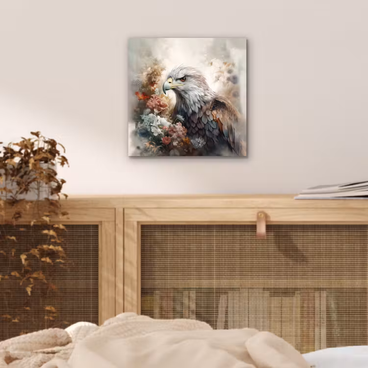 Aluminium schilderij - Arend - Adelaar - Vogel - Bloemen - Natuur — 4