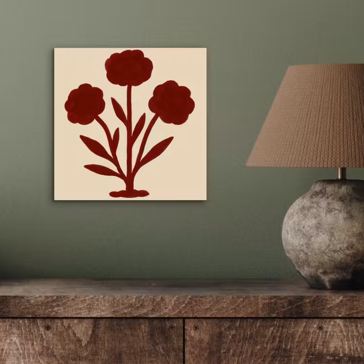 Aluminium schilderij - Bloemen - Bladeren - Rood - Minimalistisch — 3