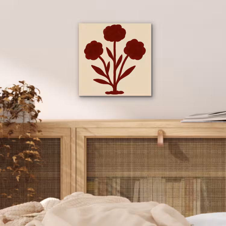 Aluminium schilderij - Bloemen - Bladeren - Rood - Minimalistisch — 4