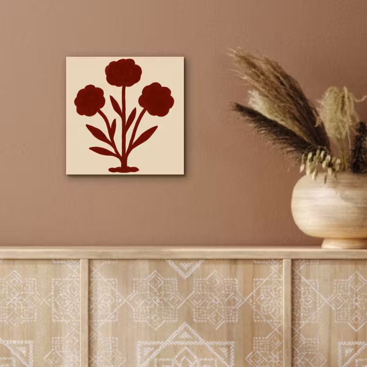 Aluminium schilderij - Bloemen - Bladeren - Rood - Minimalistisch — 5