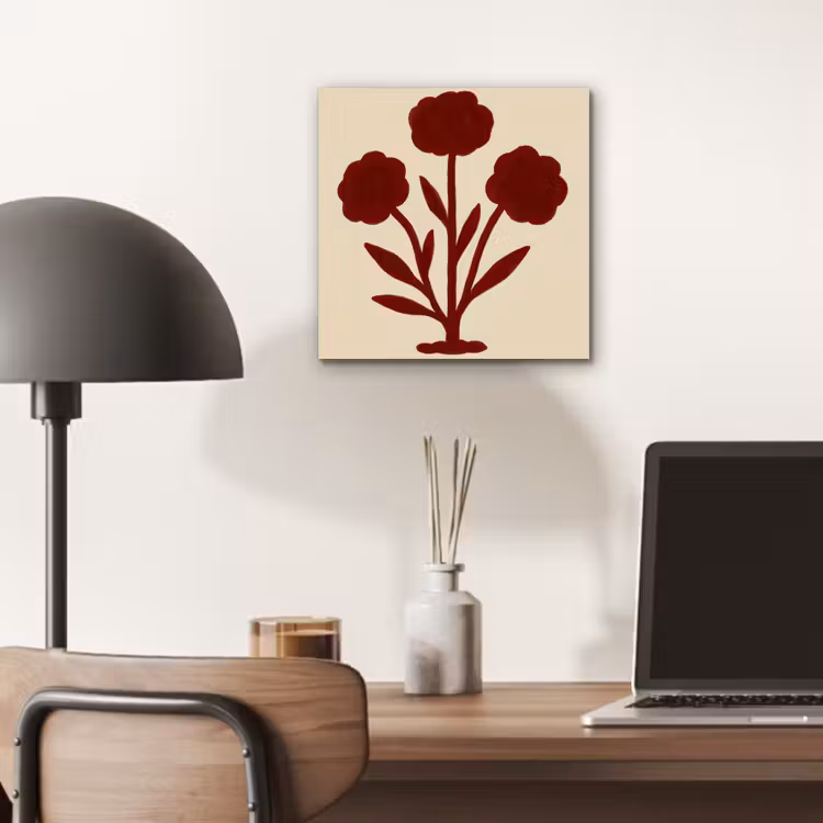 Aluminium schilderij - Bloemen - Bladeren - Rood - Minimalistisch — 6