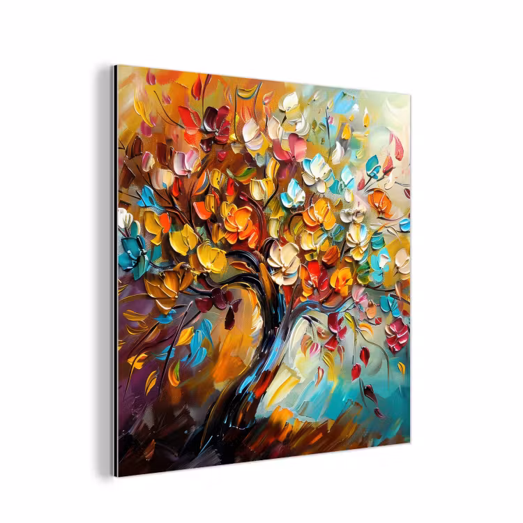 Aluminium schilderij - Boom - Abstract - Kleurrijk - Bloemen — 1