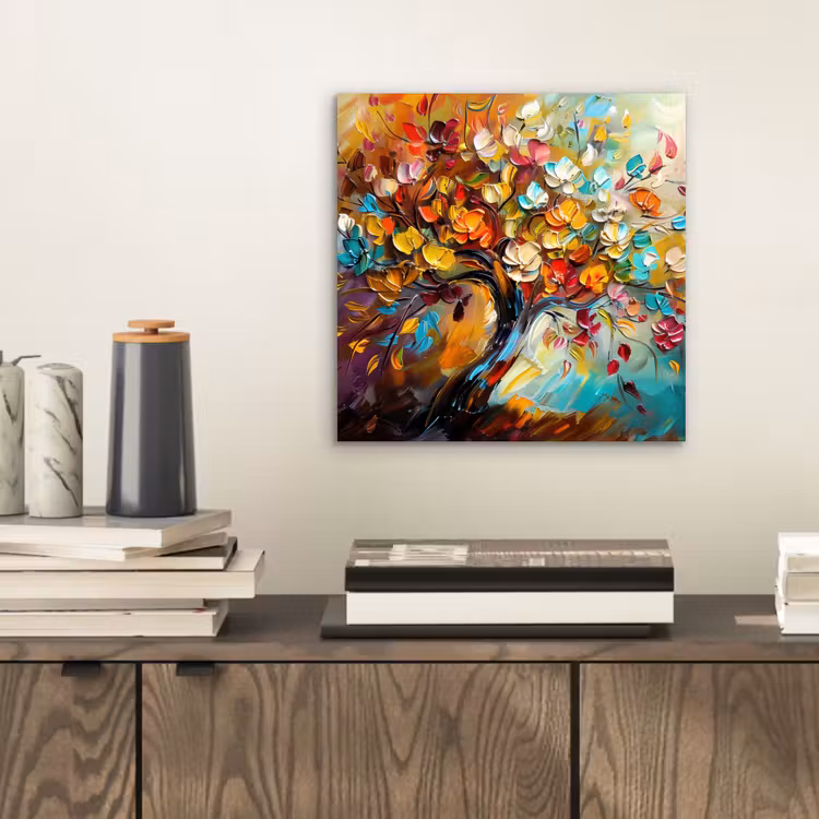 Aluminium schilderij - Boom - Abstract - Kleurrijk - Bloemen — 2