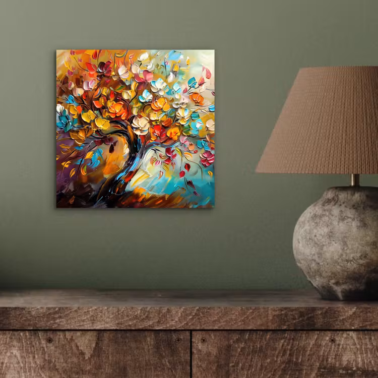 Aluminium schilderij - Boom - Abstract - Kleurrijk - Bloemen — 3