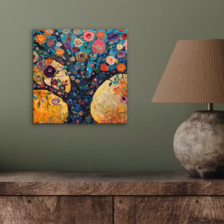 Aluminium schilderij - Boom - Levensboom - Kleurrijk - Bloemen - Modern — 3