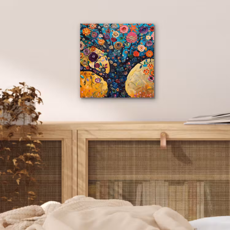 Aluminium schilderij - Boom - Levensboom - Kleurrijk - Bloemen - Modern — 4