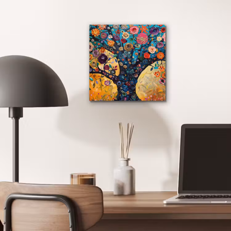 Aluminium schilderij - Boom - Levensboom - Kleurrijk - Bloemen - Modern — 6