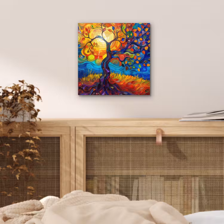Aluminium schilderij - Boom - Zon - Verflook - Kleuren - Abstract — 4