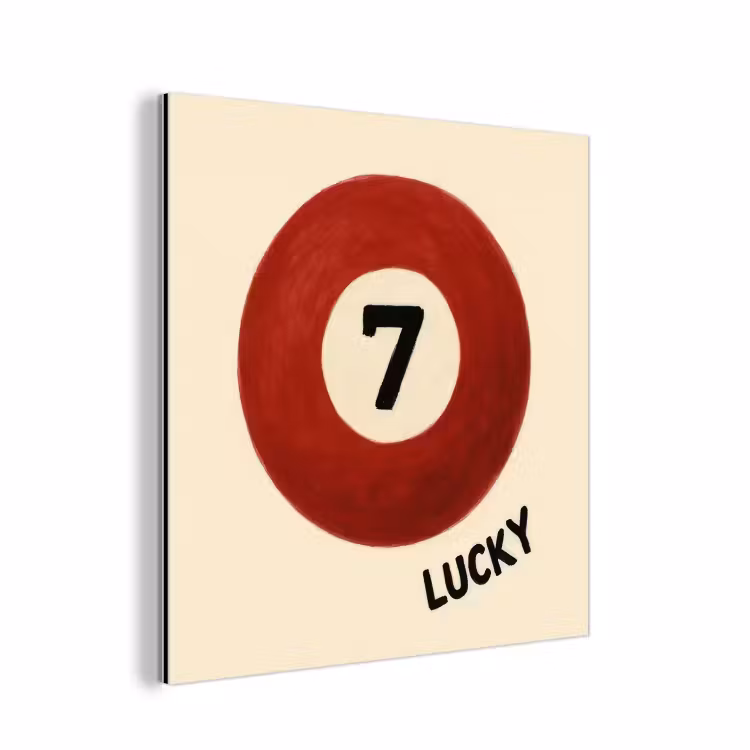 Aluminium schilderij - Cirkel - Zeven - Lucky - Rood — 1