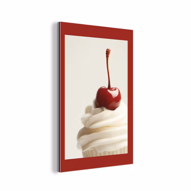 Aluminium schilderij - Cupcake - Kers - Rood — 1