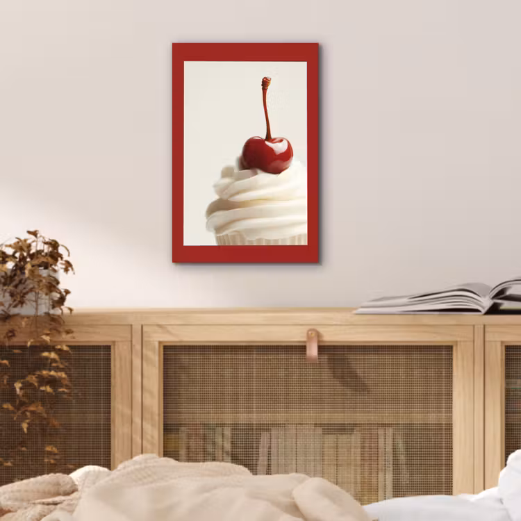 Aluminium schilderij - Cupcake - Kers - Rood — 4