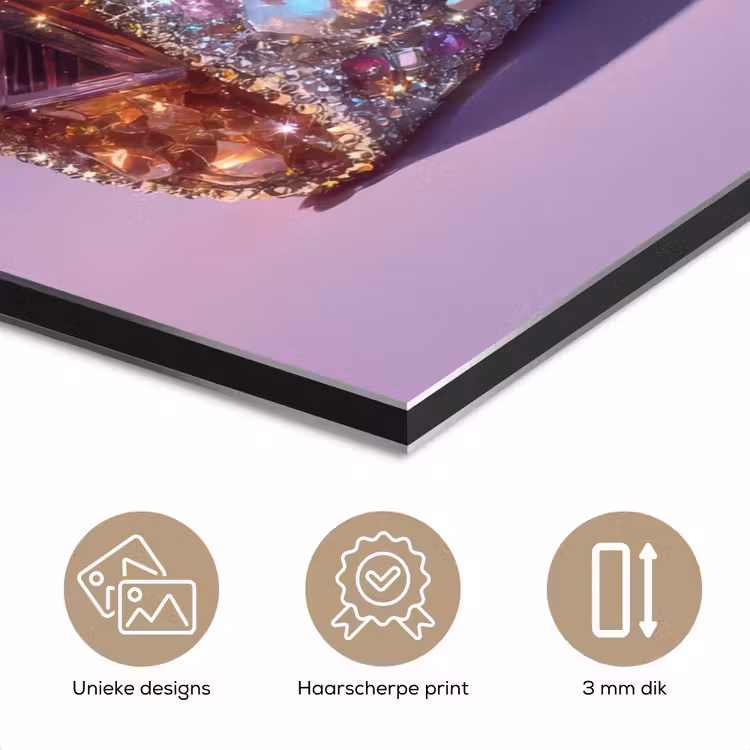Aluminium schilderij - Edelstenen - Glitters - Paars - Kleurrijk — 7