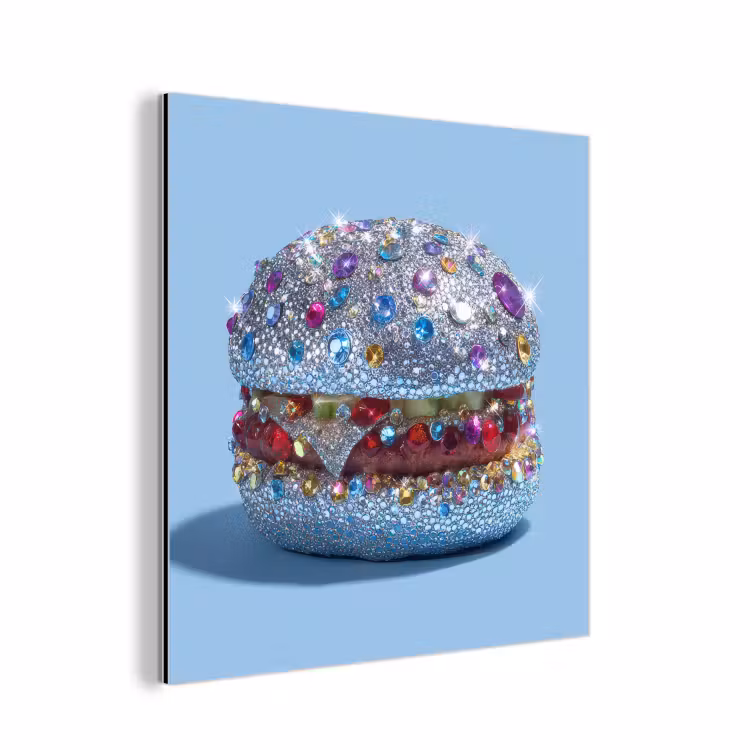 Aluminium schilderij - Glitters - Hamburger - Blauw — 1