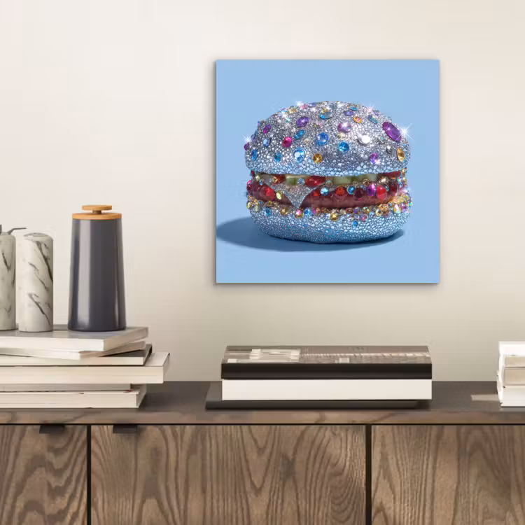 Aluminium schilderij - Glitters - Hamburger - Blauw — 2