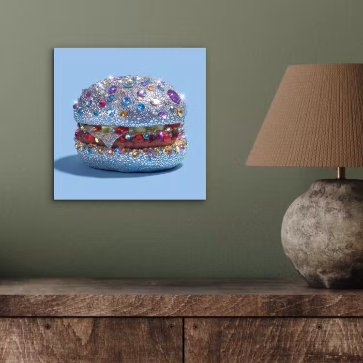 Aluminium schilderij - Glitters - Hamburger - Blauw — 3