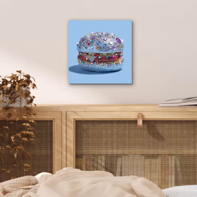 Aluminium schilderij - Glitters - Hamburger - Blauw — 4