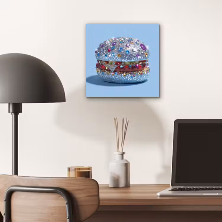 Aluminium schilderij - Glitters - Hamburger - Blauw — 6