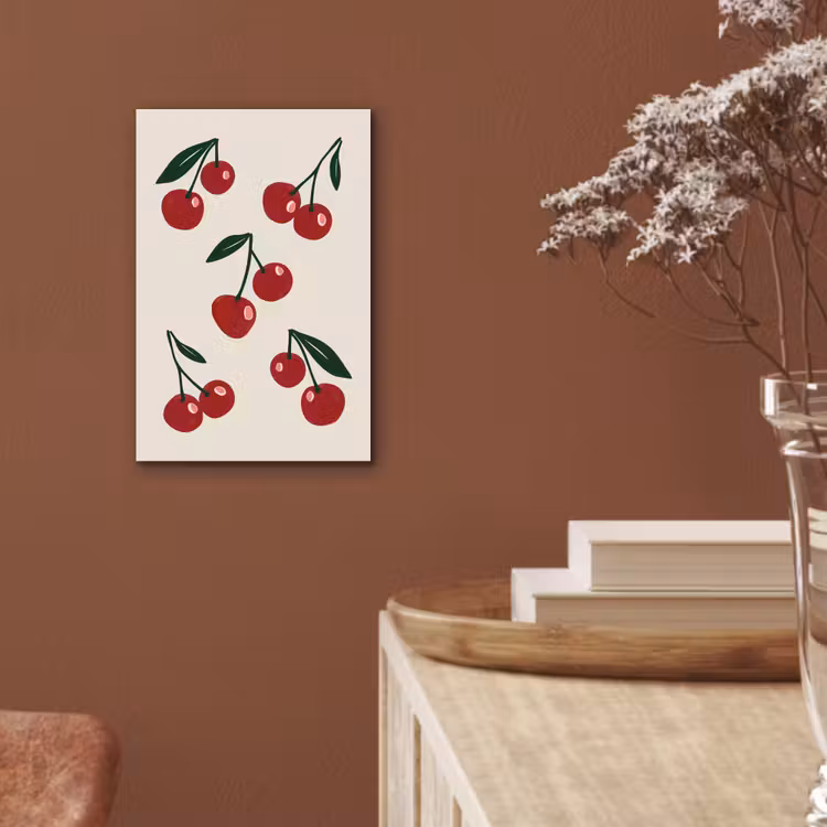 Aluminium schilderij - Kersen - Blaadjes - Rood — 5