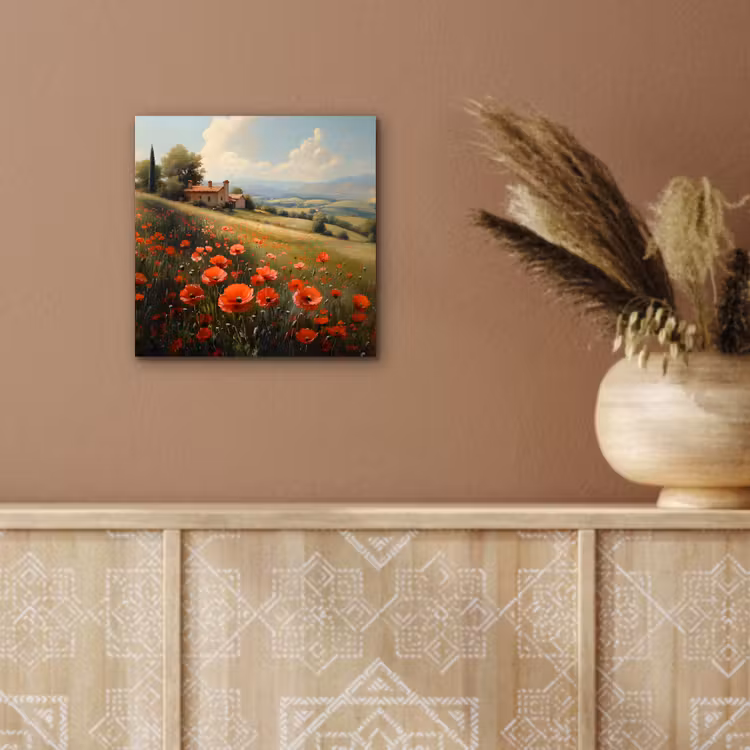 Aluminium schilderij - Klaprozen - Rood - Heuvels - Landschap — 5