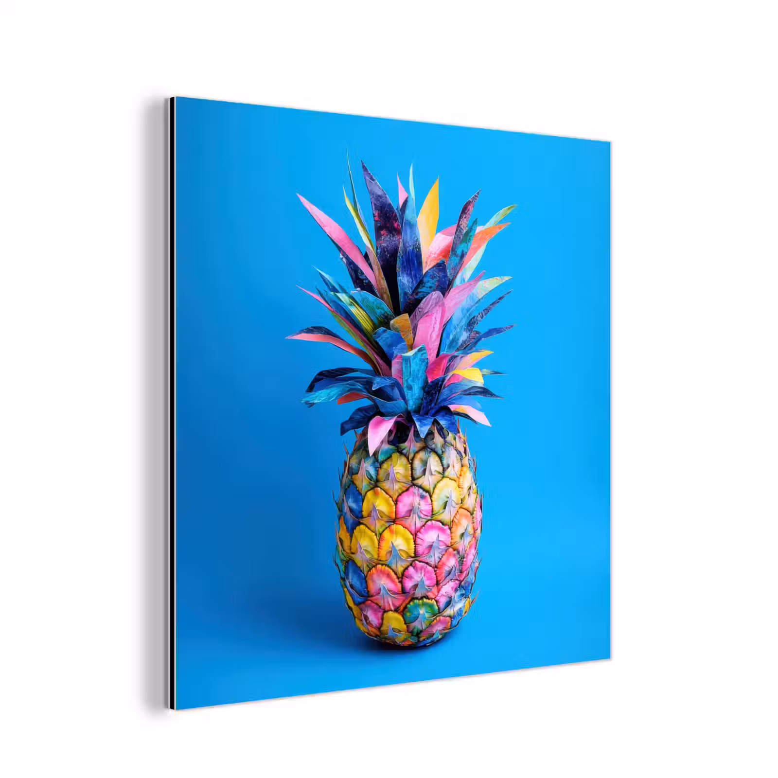 Aluminium schilderij - Ananas - Blauw - Tropisch - Vrolijk — 1