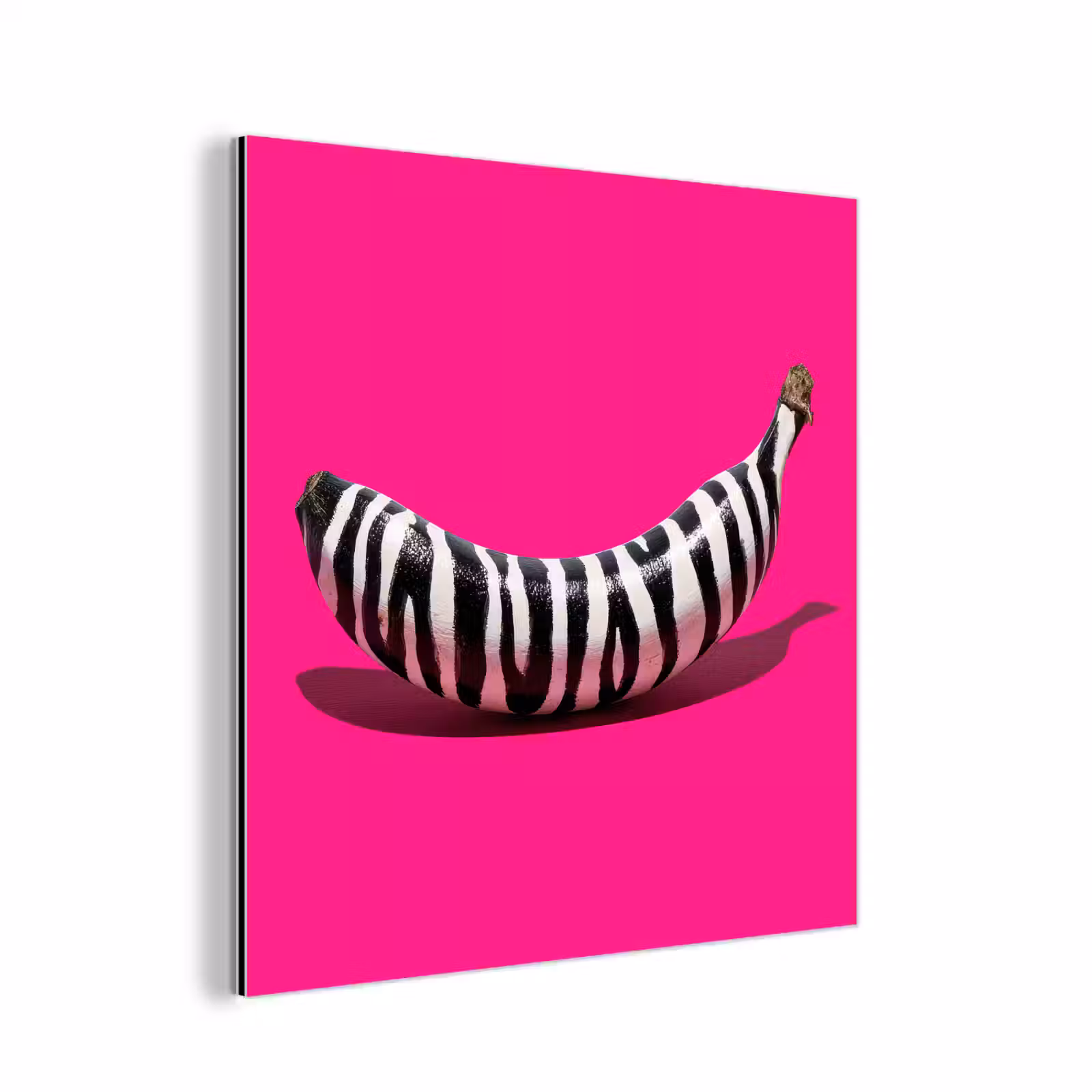 Aluminium schilderij - Banaan - Zebraprint - Roze — 1