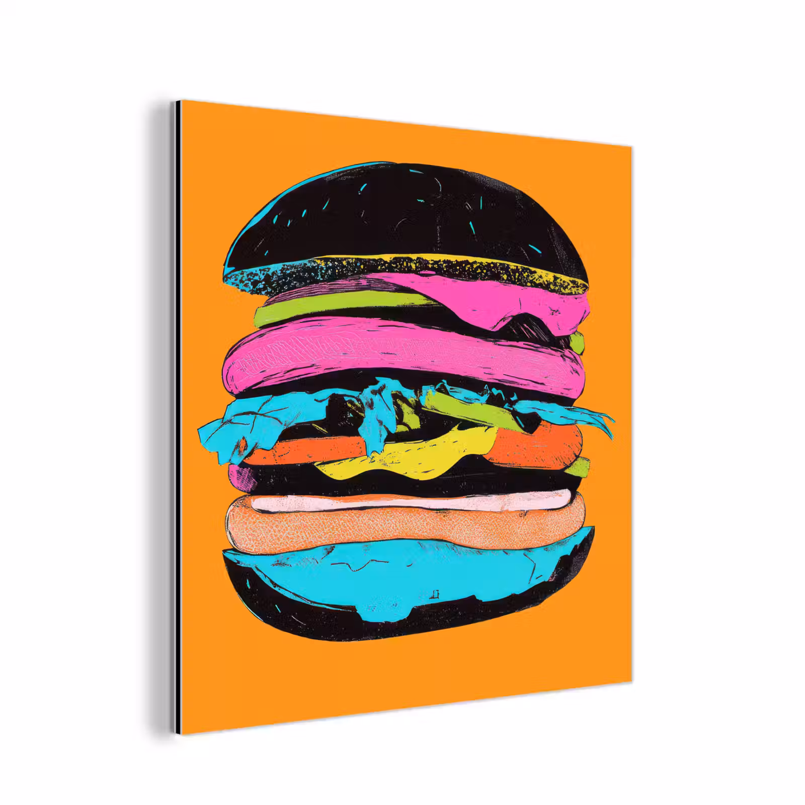 Aluminium schilderij - Hamburger - Kleurrijk - Speels — 1