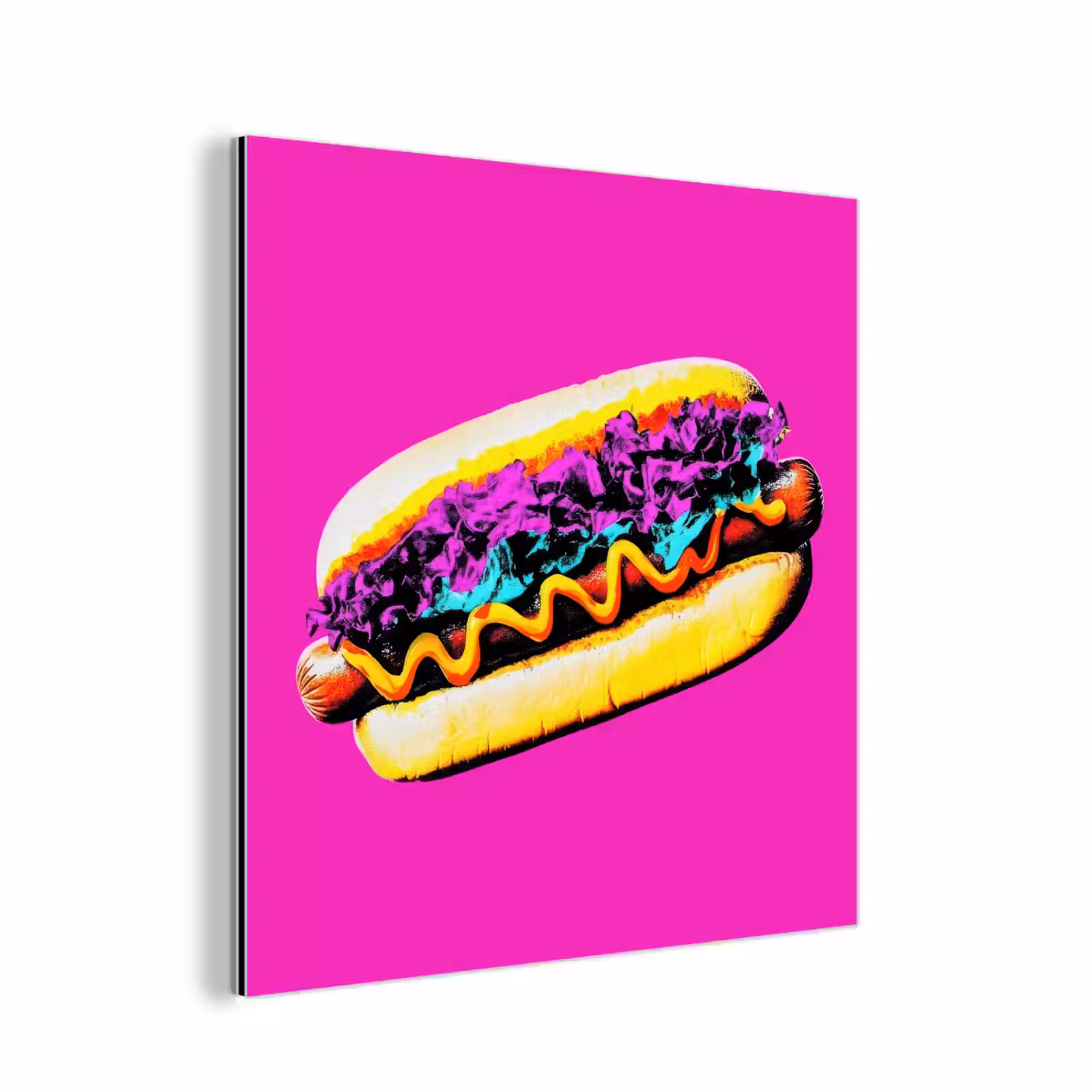 Aluminium schilderij - Hotdog - Roze - Retro — 1