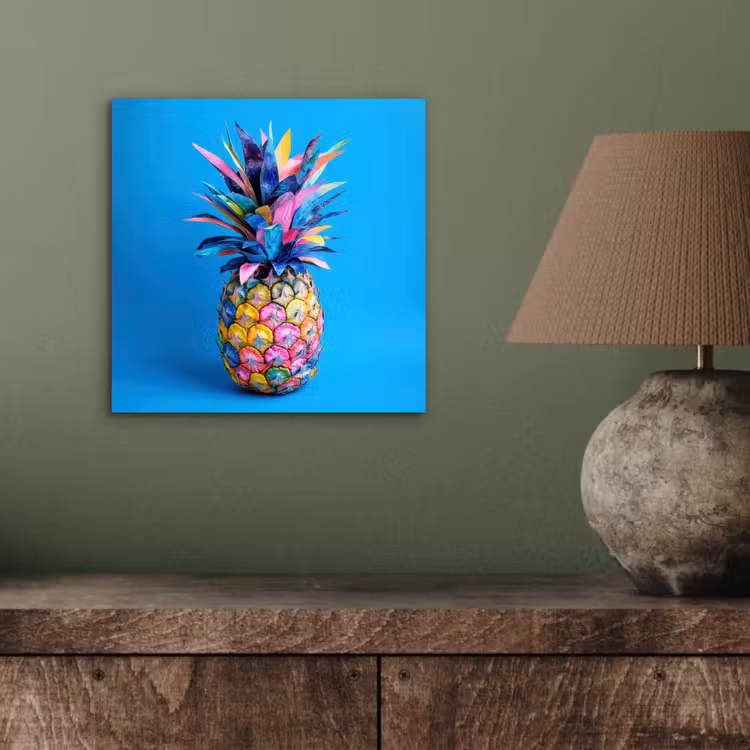 Aluminium schilderij - Ananas - Blauw - Tropisch - Vrolijk — 3