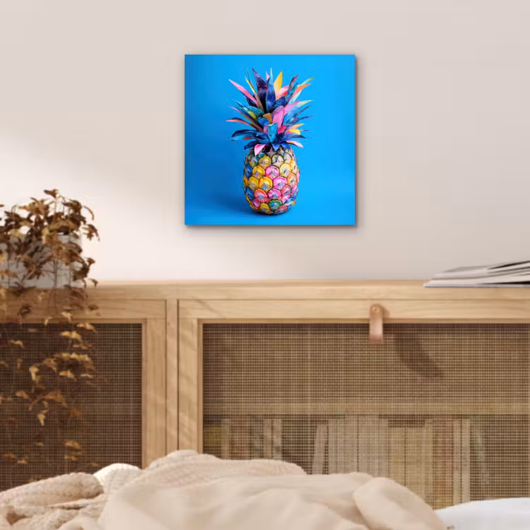 Aluminium schilderij - Ananas - Blauw - Tropisch - Vrolijk — 4