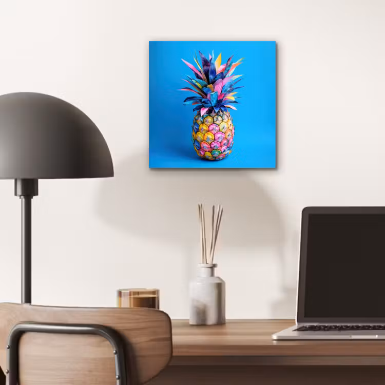 Aluminium schilderij - Ananas - Blauw - Tropisch - Vrolijk — 6
