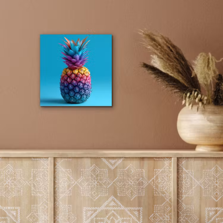 Aluminium schilderij - Ananas - Regenboog - Blauw - Popart — 5