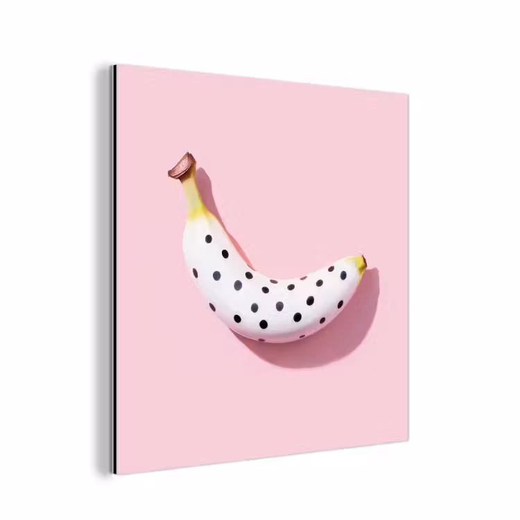 Aluminium schilderij - Banaan - Stippen - roze — 1