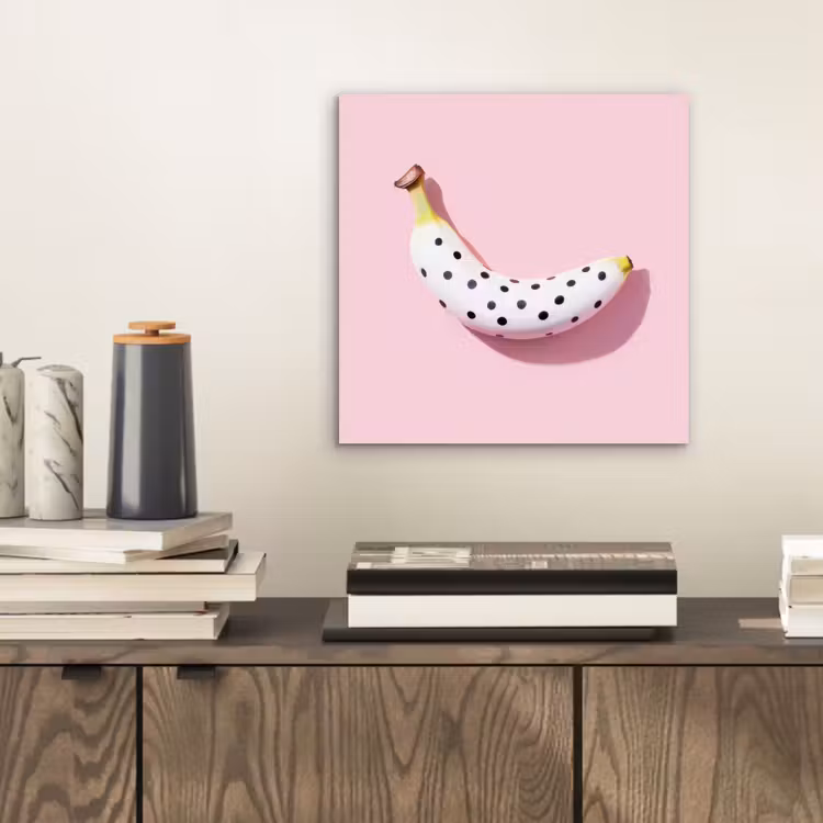 Aluminium schilderij - Banaan - Stippen - roze — 2