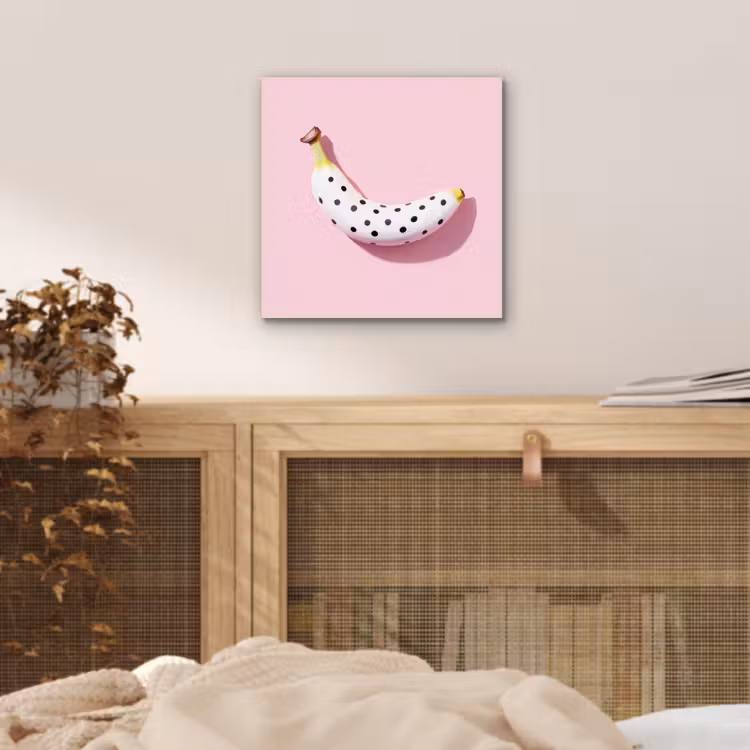 Aluminium schilderij - Banaan - Stippen - roze — 4