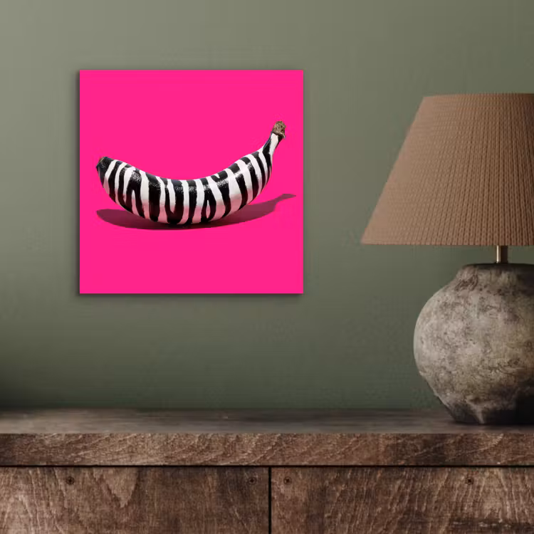 Aluminium schilderij - Banaan - Zebraprint - Roze — 3