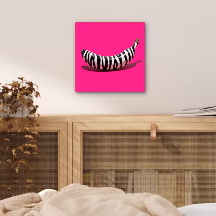 Aluminium schilderij - Banaan - Zebraprint - Roze — 4